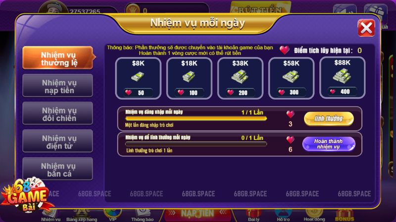 Sự kiện hoàn trả không giới hạn tại 68 Game Bài có gì hấp dẫn? 3 đăng ký 68 game bài