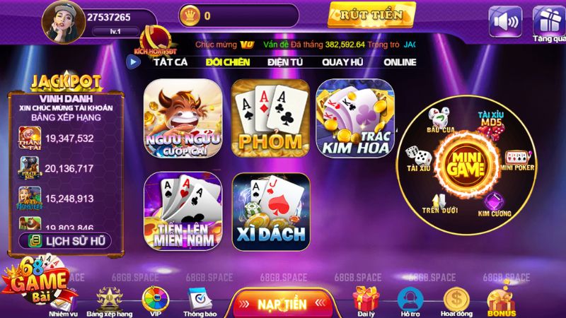 Sự kiện hoàn trả không giới hạn tại 68 Game Bài có gì hấp dẫn? 2 Minigame 68 game bài